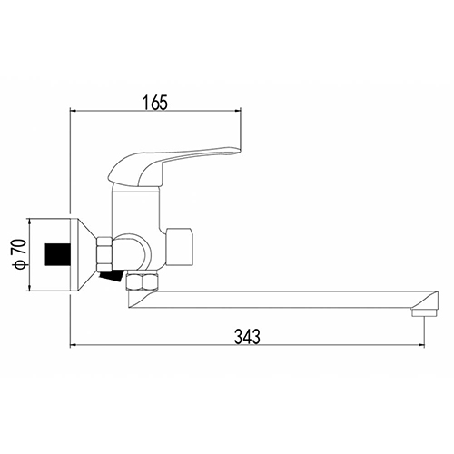 Смеситель для ванны DIKALAN TUNY ванна E2259-2 TONY, шар, длинный излив, 1/12
