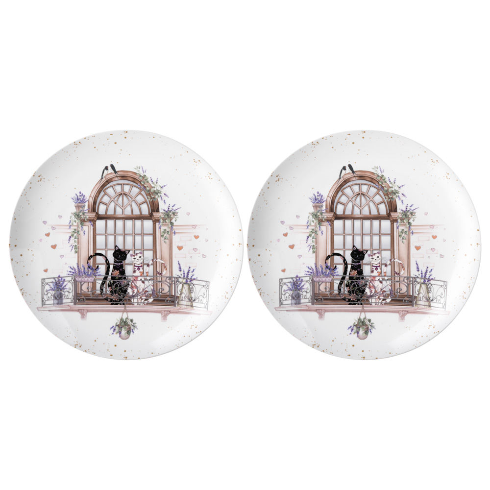 НАБОР ТАРЕЛОК ОБЕДЕННЫХ LEFARD, ЛАВАНДОВЫЕ КОТЫ, 2 ШТ. 25, 5*2, 5 СМ, КОР=12НАБ.