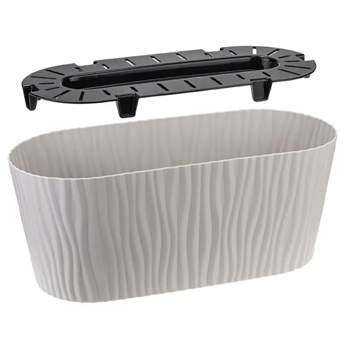 Горшок для цветов Волна 4,2 л с вкладышем овальный, серый, 1/9