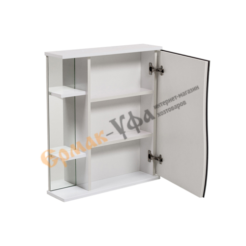 Шкаф зеркальный Волна 600, белый, 1/1