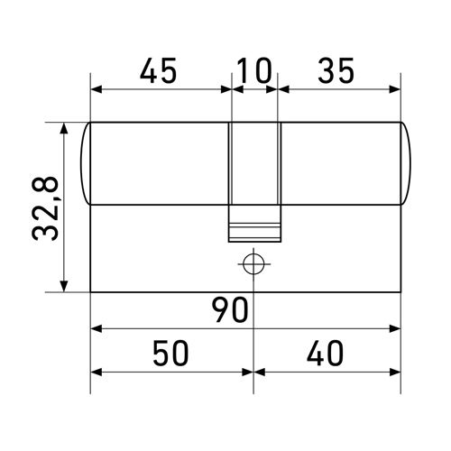 Механизм цилиндр. Стандарт MAX 90, 40х50, SN 5кл мат. никель перф. ключ/ключ, 60,10