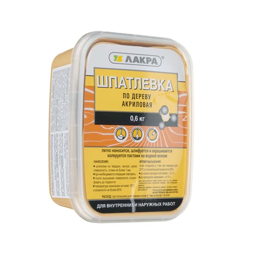 Шпатлевка по дереву сосна 0,6кг, ЛАКРА, Л-С, 8/32