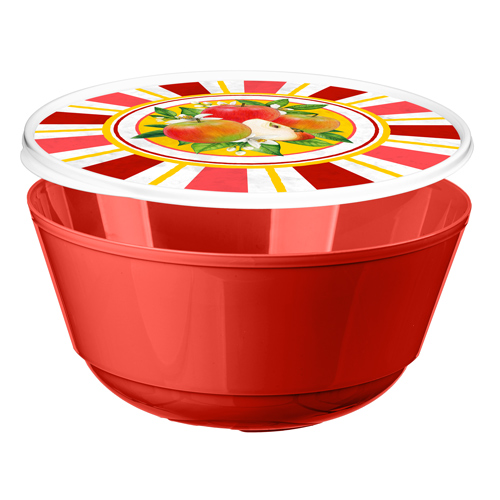 Миска с крышкой 3 л Homver Bergamo 223135306/04, с декором Сицилия красная