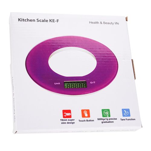 Весы кухонные электронные 5 кг 20см стекло, 1/40