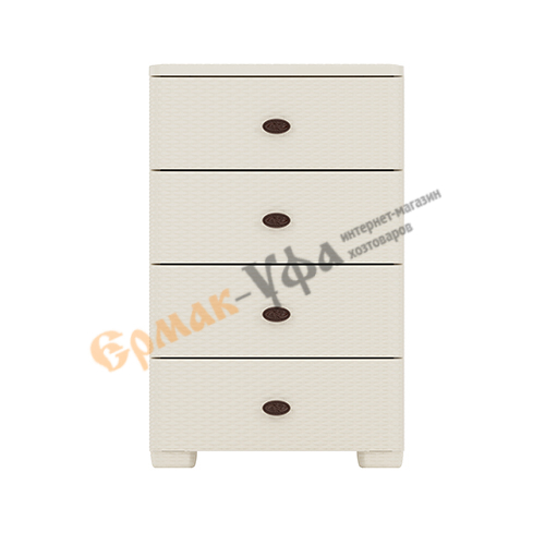 Комод 4-х секц ПЛЕТЕНКА широкий слон. кость, Альтернатива, м4059, 1/1
