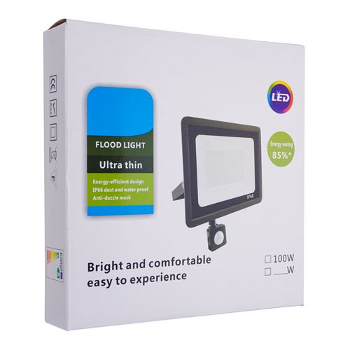 Прожектор светодиодный с датчиком движения 100W, 1/10