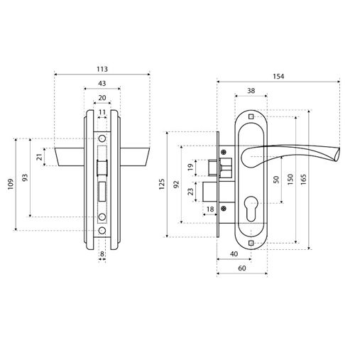 Замок врезной ЗВ4-50. 27П ОМЕГА, хром, 1/10