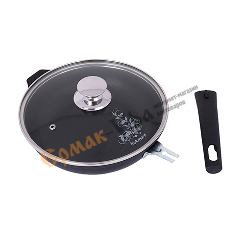 Сковорода 26 см, 60 мм со съемной ручкой, стеклянной крышкой с266а KUKMARA, 1/4