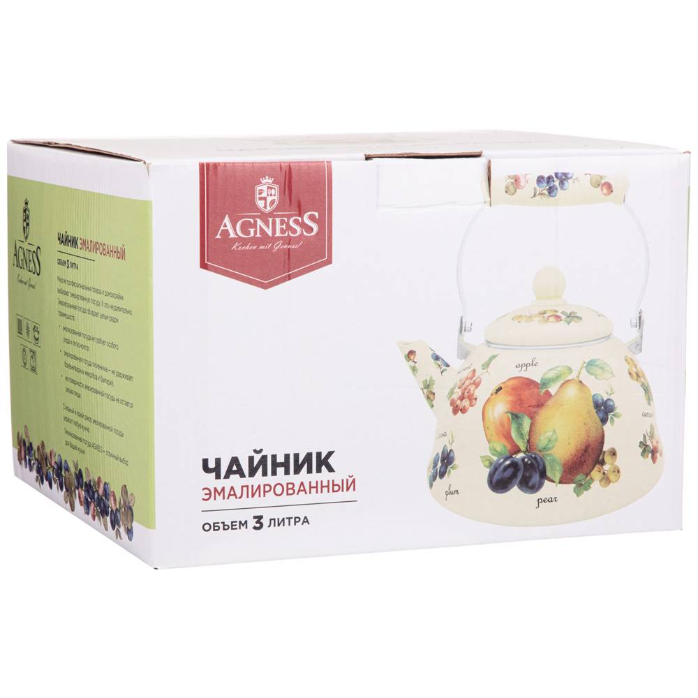 ЧАЙНИК AGNESS ЭМАЛИРОВАННЫЙ, СЕРИЯ, СЕКРЕТНЫЕ ИНГРЕДИЕНТЫ, 3 Л