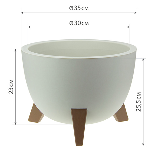 Горшок для цветов Флориан d-350мм 12л белый ротанг, 1/3