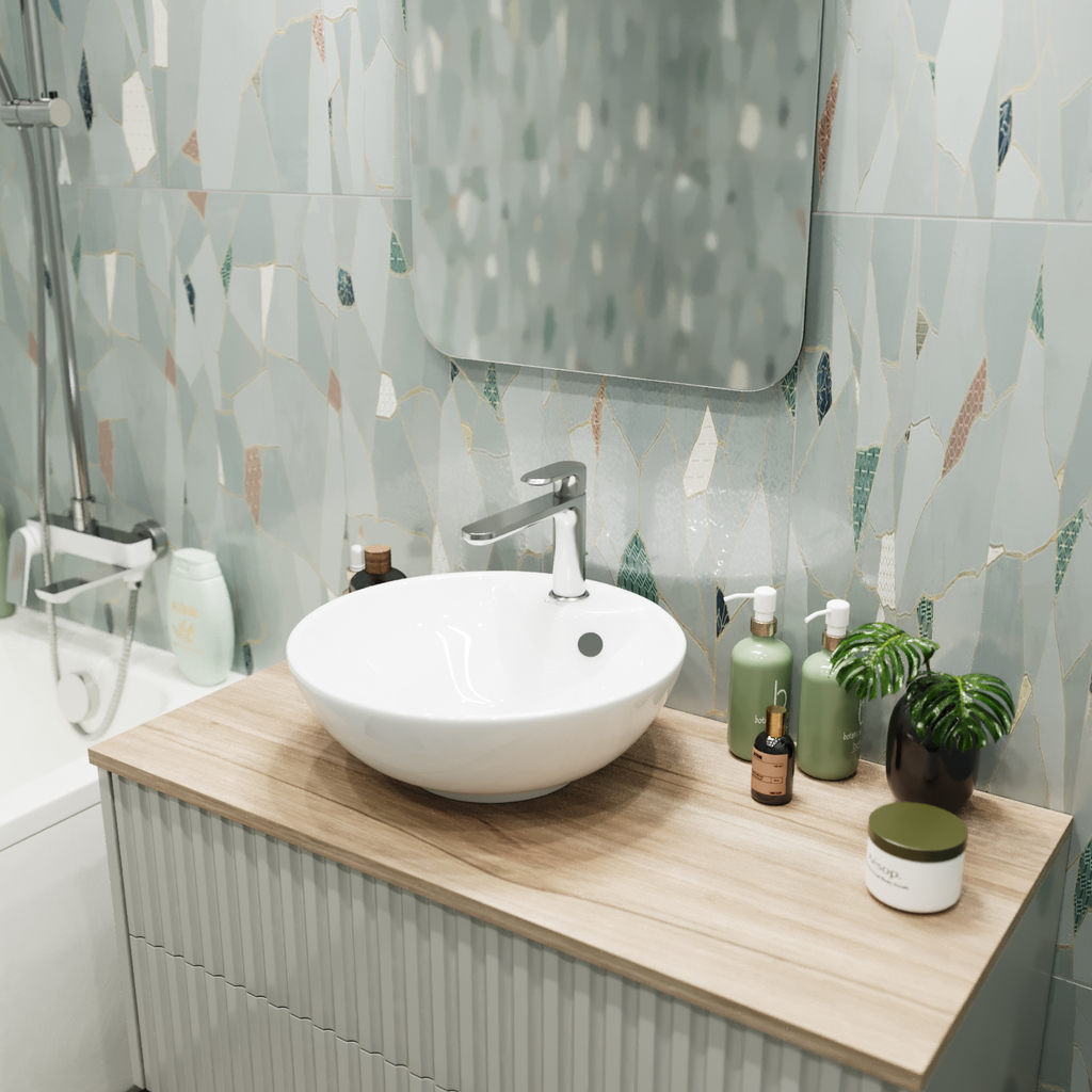 Раковина накладная на столешницу WAVE Trend 450*300*100 ш*г*в с отв под смеситель,белый,прямоуг