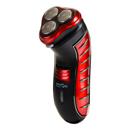 Бритва MAXTRONIC MAX-SH3400A, 3 ножа, триммер, красно-черный