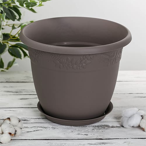 Горшок для цветов Рябина d-400мм 22л с поддоном Французский серый, 1/5
