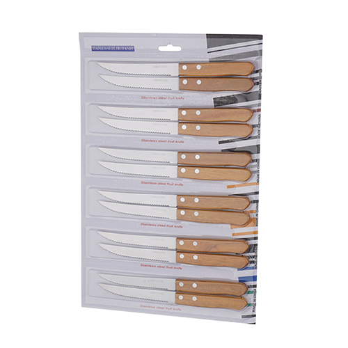 Нож кухонный 210 мм DFE-012Aa набор 2 шт с зубчиками деревянная ручка, 6/100