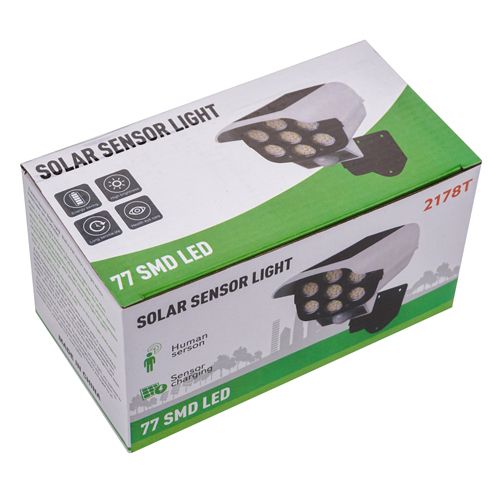 Светильник светодионый уличный, муляж камеры, с датчиком движения 2178T, 77 LED, с пультом, аккумулятор 800 мА·ч, 1/50