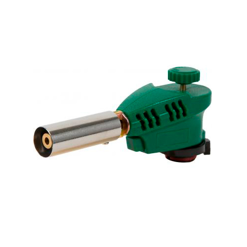 Горелка газовая для баллона 220мл. G-005/KS-1005 зеленая с пьезо, шир. сопло, 5/10/, 100/120