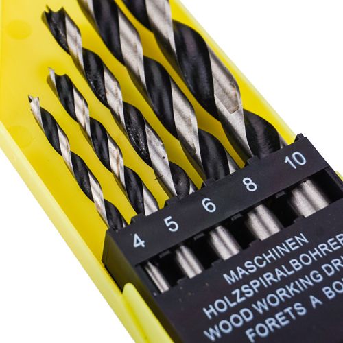 Набор сверл по дереву №1 цилиндрический хвостовик （4-5-6-8- 10mm ） 5 шт Барракуда пластиковый кейс, 1/200