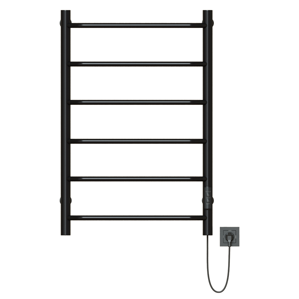 Полотенцесушитель MIXLINE MIRA 80х50, таймер, 253 Вт, 6 перекладин электрический ЧЕРНЫЙ