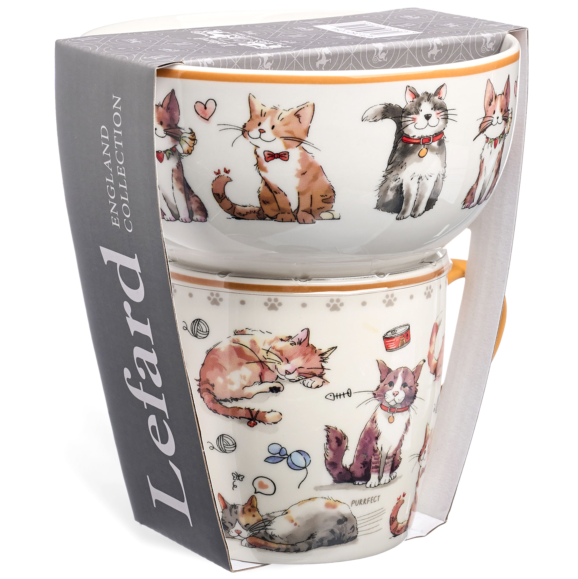 НАБОР ДЛЯ ЗАВТРАКА LEFARD, CATS,  2 ПР.: САЛАТНИК 500МЛ, КРУЖКА 345МЛ