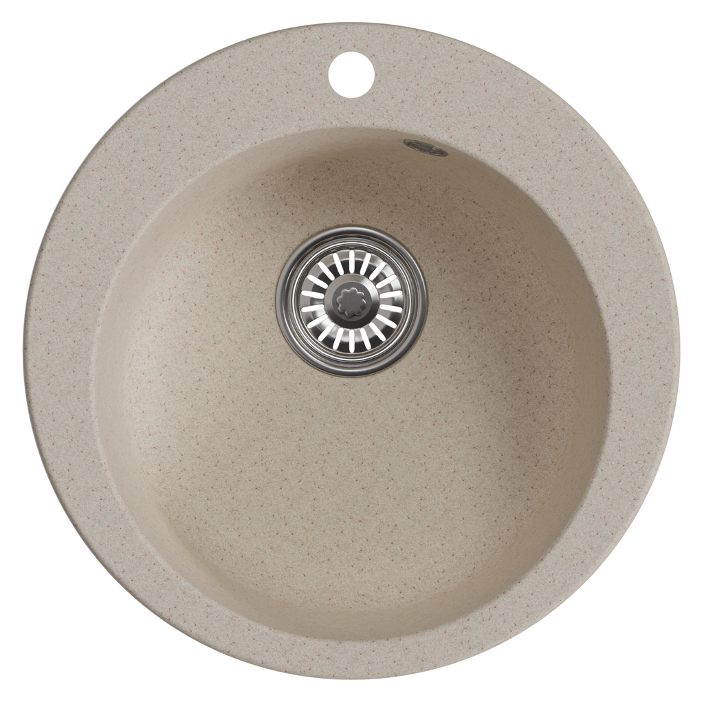 Мойкa ML-GM13 круглая, бежевая, 328, 495мм, глуб. чаши 200 NEW