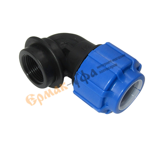 ПНД отвод с внутр. резьб 25х3/4, обж, ПОЛИТЭК, 10/90