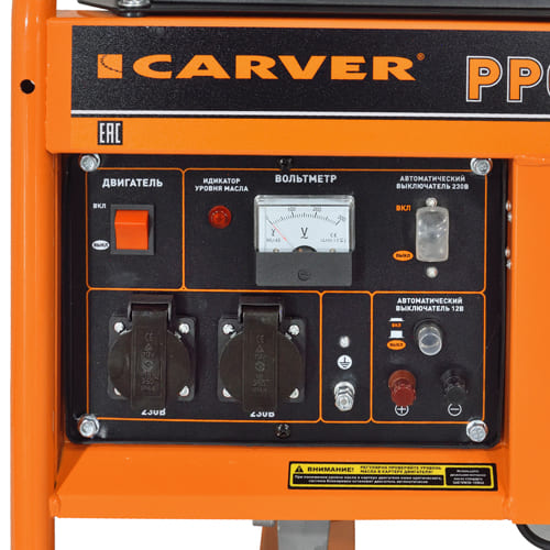 Генератор CARVER PPG - 5000D дизель, LT-178F, 3,3/3,6 кВт, 220В, бак 12.5л, медь