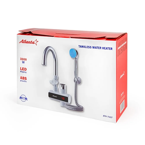 Кран мгновенного нагрева АТЛАНТА АТН-7437 белый с душем, 1/16