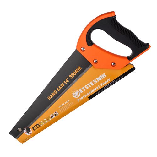 Ножовка по дереву 350мм, крупный зуб 3 TPI, пластиковая обрезиненная ручка, 1/48