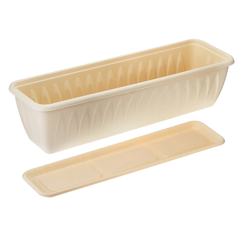 Ящик балконный Алиция 600мм с поддоном, белая глина, 1/15