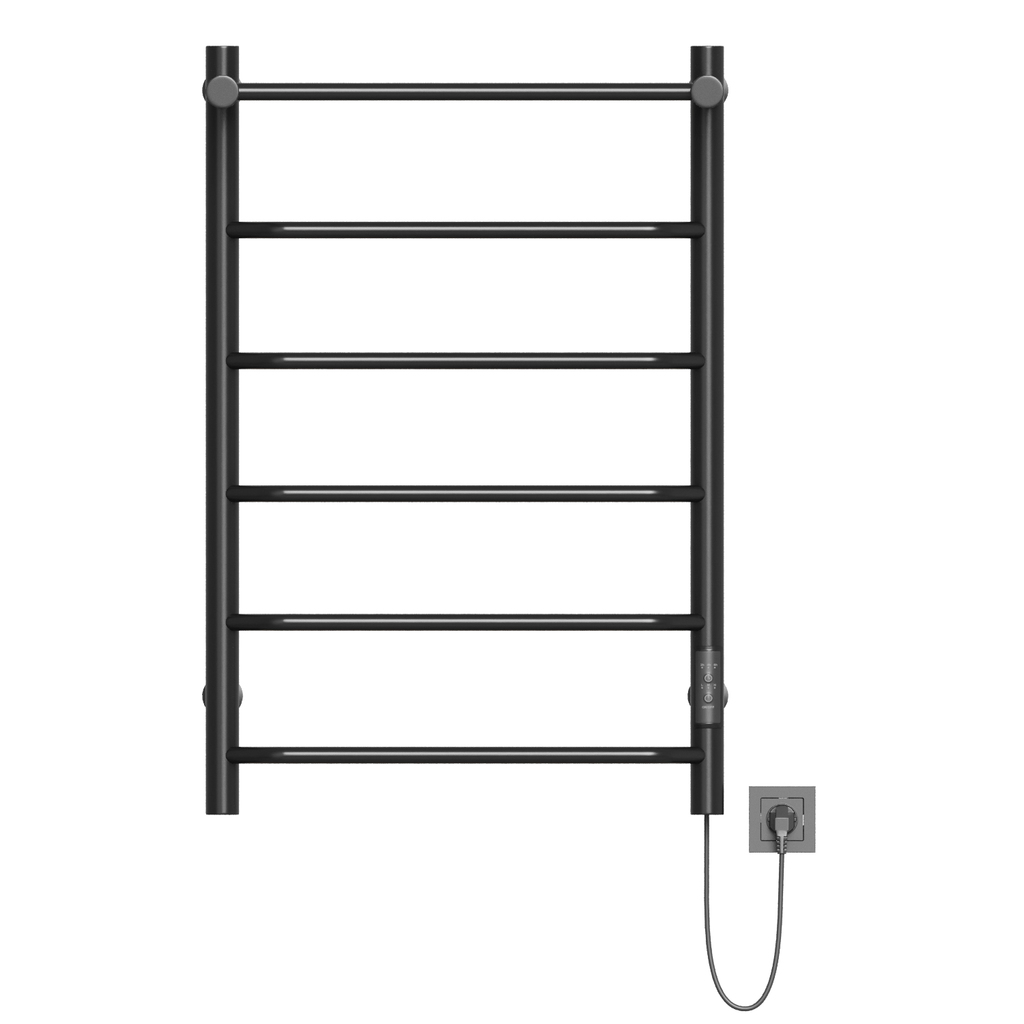 Полотенцесушитель MIXLINE MIRA 80х50, таймер, 336 Вт, 5 перекладин + ПОЛКА электрический ЧЕРНЫЙ