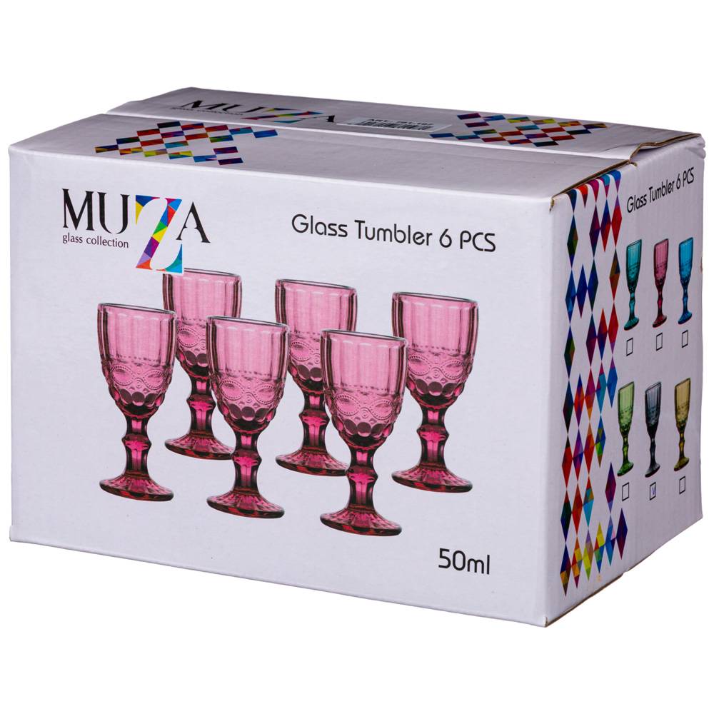 НАБОР РЮМОК, СЕРПЕНТИНА, ИЗ 6ШТ. СЕРИЯ, MUZA COLOR, 50МЛ. / В=10, 5 СМ, КОР=16НАБ.