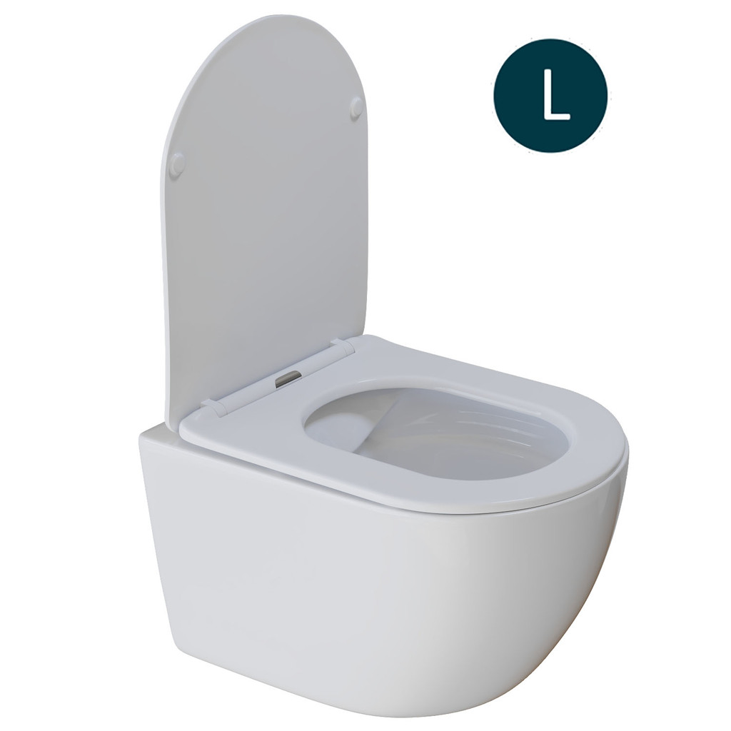 Унитаз подвесной безободковый WAVE ROUND сид. дюропласт, м/л, быстр, БЕЛЫЙ глянец, L