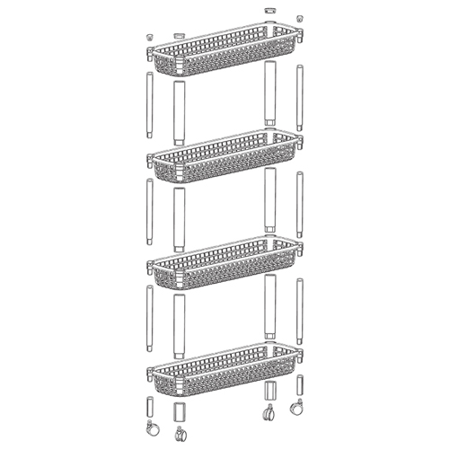 Полка узкая на колёсах IDEA М 2719, 4 секции, чайная роза