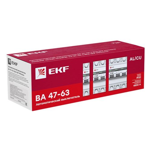Выключатель автоматич. 1П 6А хар-ка С 4,5кА ВА47-63 ПОД ПЛОМБУ PROxima EKF, 1/144