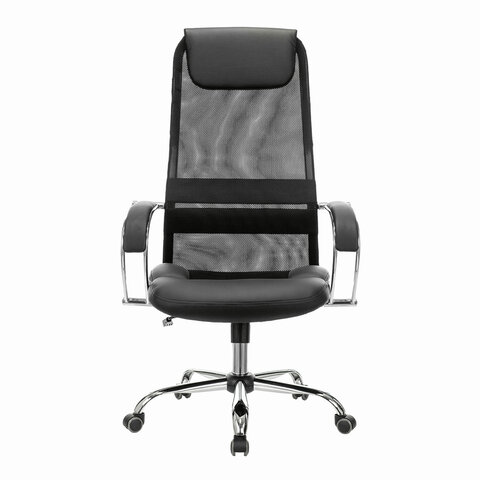 Кресло офисное BRABIX PREMIUM, Stalker EX-608 CH,  хром, ткань-сетка/кожзам, черное, 532091