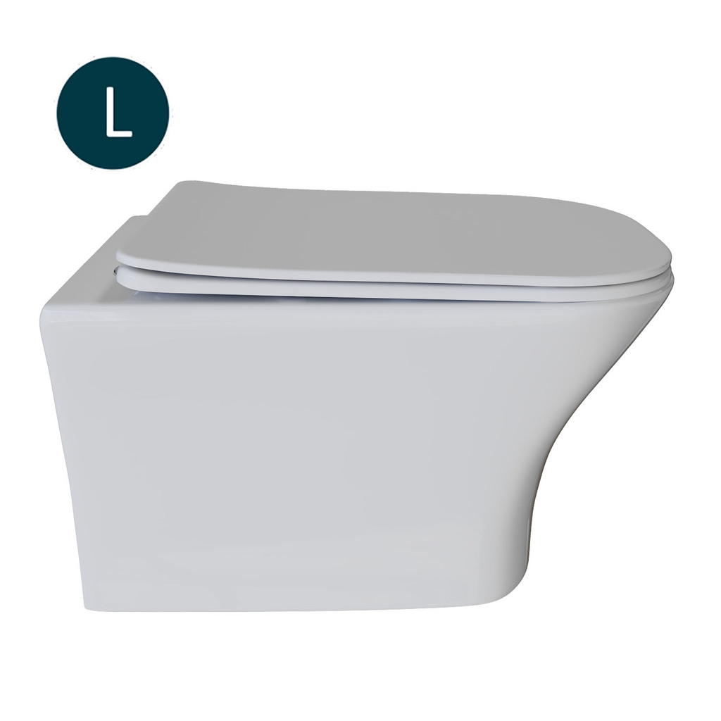 Унитаз подвесной безободковый WAVE CITY сид. дюропласт, м/л, быстр, БЕЛЫЙ глянец, L