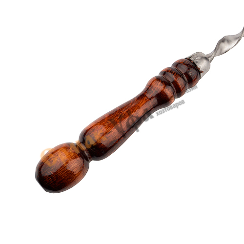 Шампур из нерж. стали 400х12х3 мм. с дер. ручка, заклепка, 	 Узбекистан, 5/50