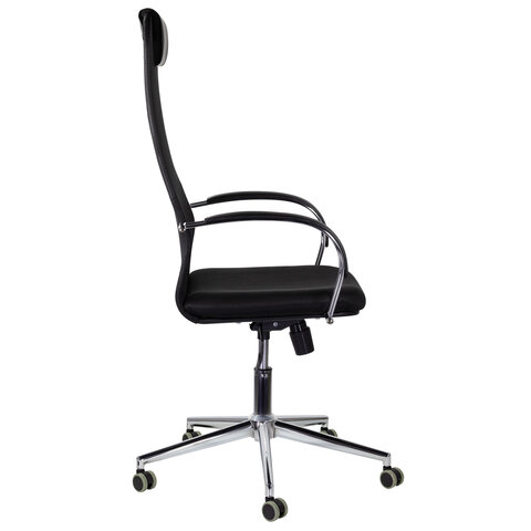 Кресло офисное BRABIX, Pilot EX-610 CH, premium, хром, ткань-сетка, черное, 532417