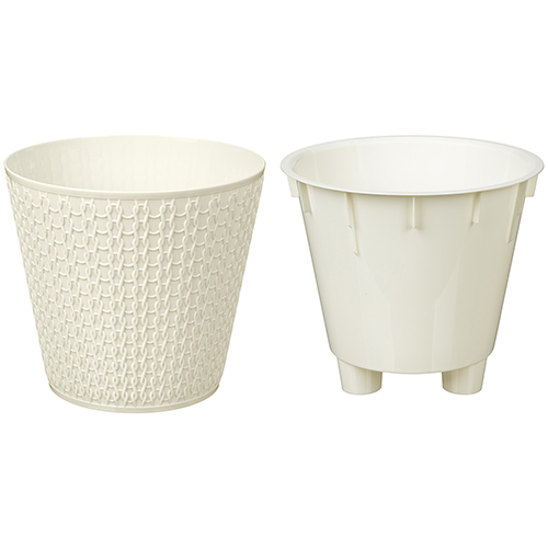 Горшок для цветов 1.6 л Homver Velvet 221602825/01, 160 мм, светло-бежевый