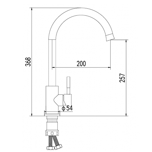 Смеситель для кухни DIKALAN B4065 шар, высокий гибкий излив, серый, 1/12
