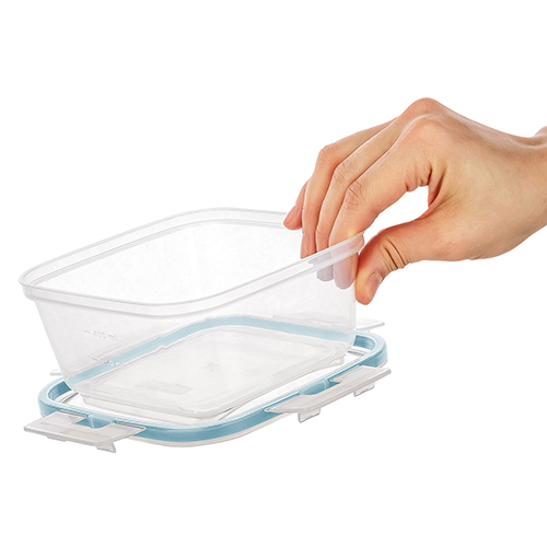 Контейнер для продуктов 0.75 л Homver 221103618/02, с защелками,герметичный прямоугольный бесцветный