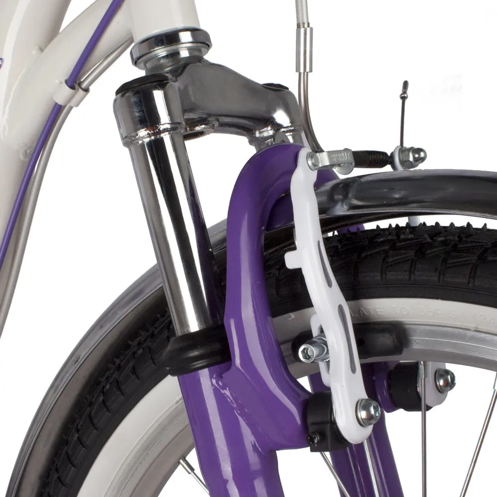 Велосипед NOVATRACK 20, BUTTERFLY сталь, белый-фиолет., 6-скор, TY21/RS35/SG-6SI, V-brake, багажник