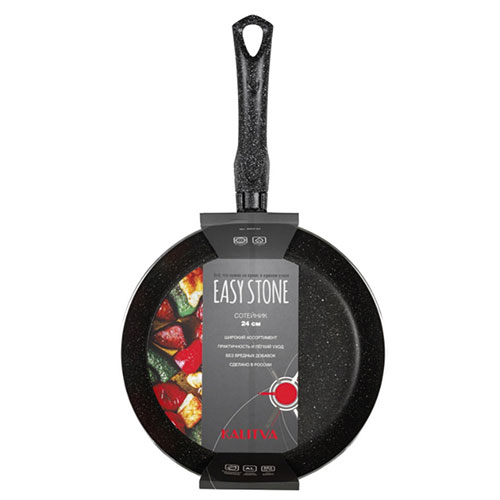 Сотейник 24см с ручкой, б/кр, а/п. Easy Stone. Алюминий марки А5, 1/