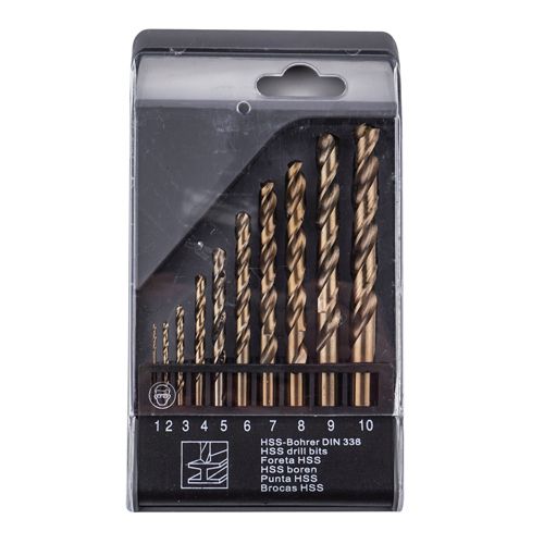 Набор сверл по металлу цилиндрический хвостовик Барракуда 10 шт пластиковый кейс（1-2-3-4-5-6-7-8- 9-10 ММ ）, 1/100