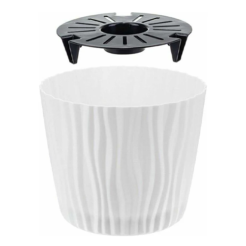 Горшок для цветов Волна d-200мм 4л с вкладышем, белый, 1/16