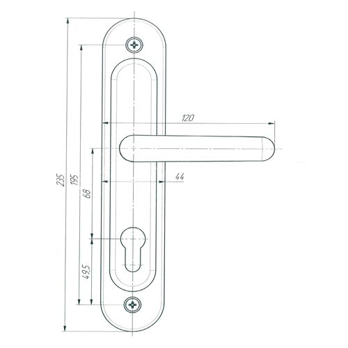 Замок врезной ЗВ4-68. 02 ЛУЧ без МЦ, черный 1/10