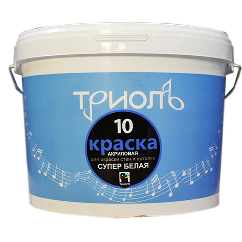 Краска интерьерная 1,4кг В/Д, Триоль-10, ГОСТ акрил. белая матовая, 12/12