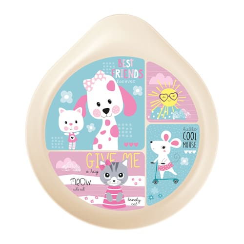 Тарелка детская 187 мм, с декором Best friends, светло-бежевая