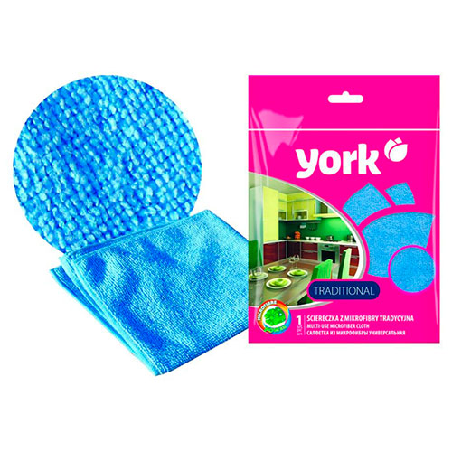 Салфетка универсальная из микрофибры традиционная 30х30 см YORK, 5/100