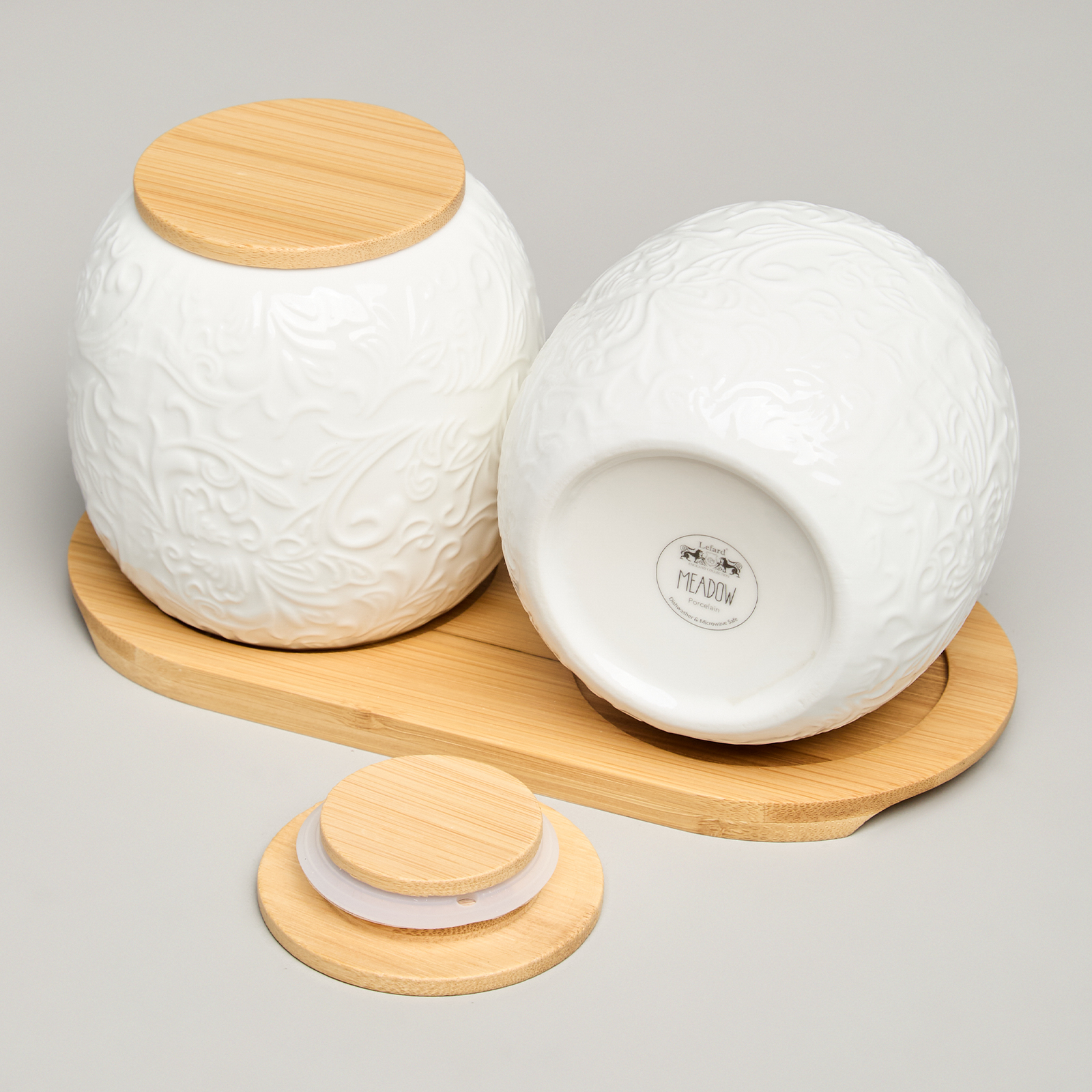 НАБОР БАНОК LEFARD, MUSE, С ДЕР.КРЫШКОЙ НА ДЕР.ПОДСТАВКЕ 2 ШТ. 19, 5*9, 5 СМ 400 МЛ